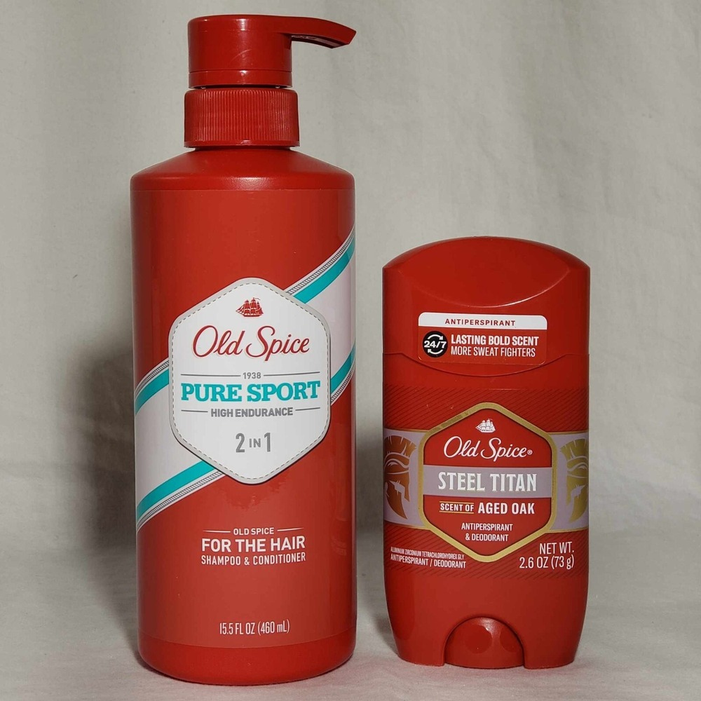 Old Spice Pure Sport 2in1 Shampoo/Conditioner 15.5 & Steel Titan Deodorant 2.6
